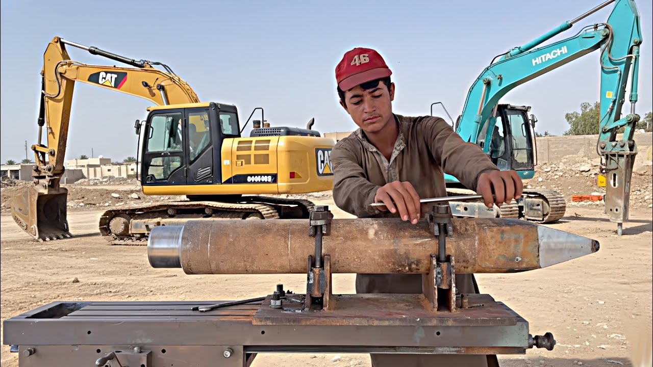 Backhoe Worn-out Hydraulic Breaker Chisel Restoration: Hydraulic Jack Hammer Chisel Repair & Rebuild