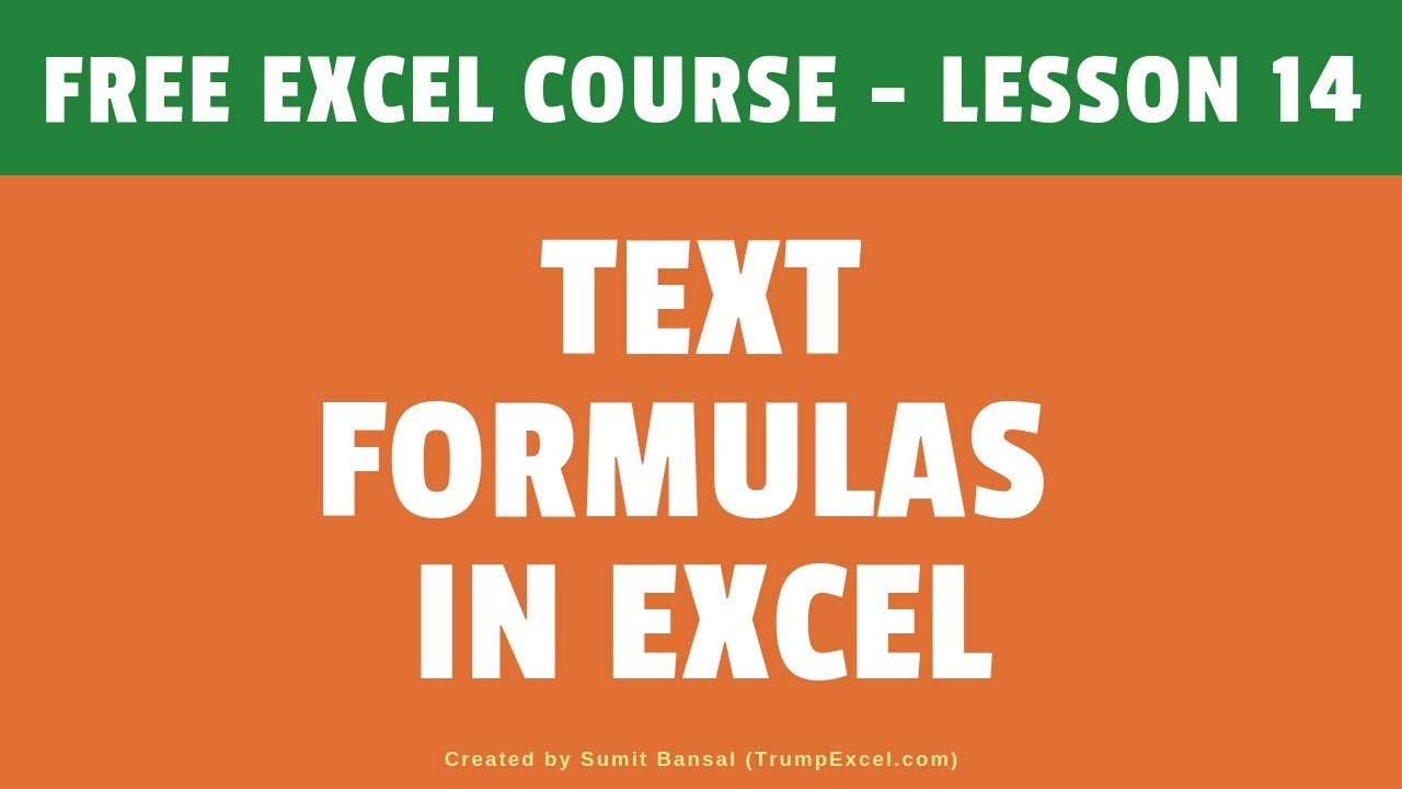 [FREE Excel Course] Lesson 14 - Text Formulas in Excel