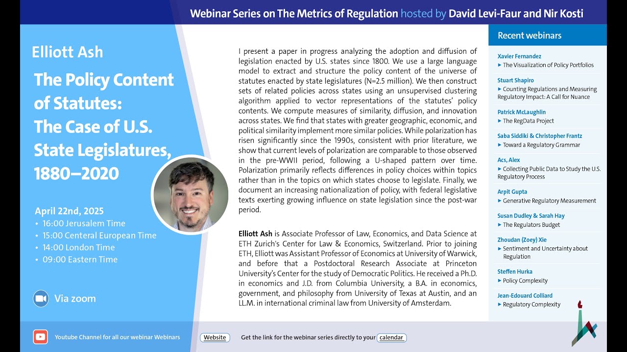 The Policy Content of Statutes: The Case of U.S. State Legislatures, 1880–2020, Elliott Ash