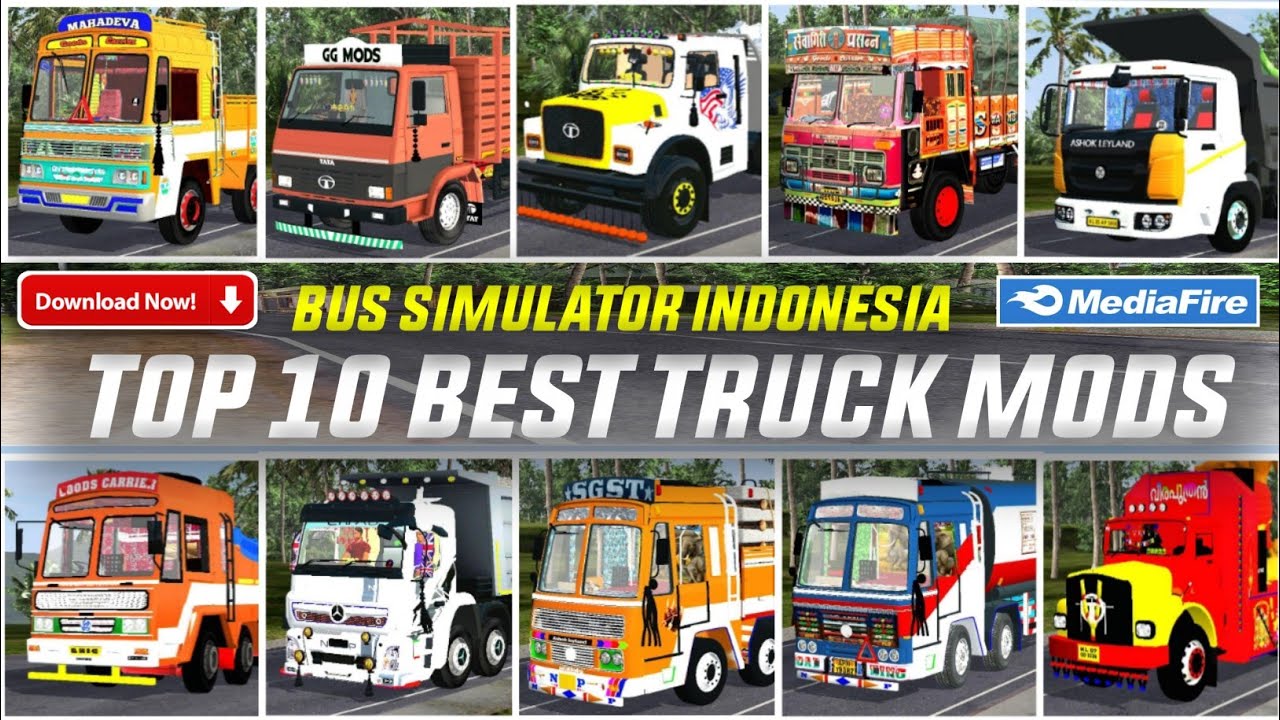 Top 10 Indian Truck Mod For Bus Simulator Indonesia | Indian Truck Mod Bussid | Truck Mod For Bussid