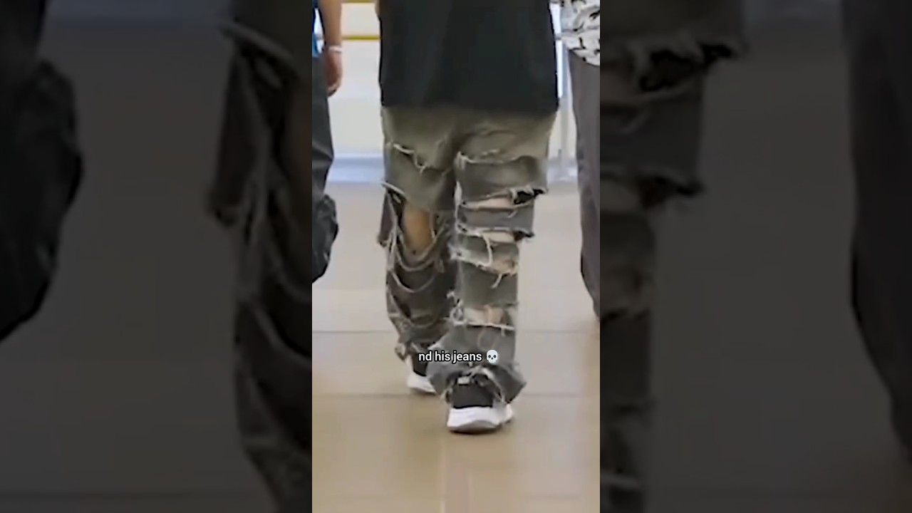 jungkook's extremely ripped jeans 💀🧷 