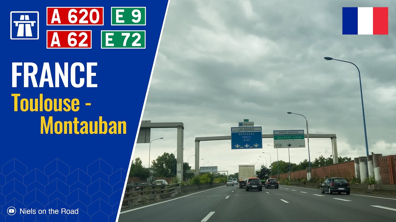 Driving in France: Autoroute A620, A62 E72 & A20 E9 from Toulouse to Montauban