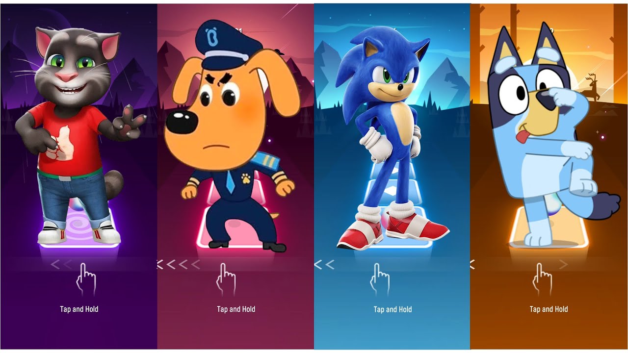 Talking Tom vs Sheriff vs Sonic vs Bluey | Tiles hop