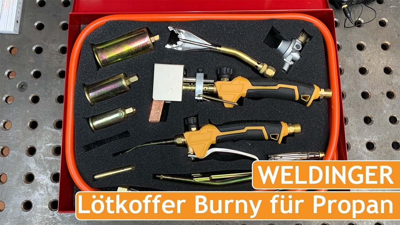 Lötkoffer BURNY für Propan von WELDINGER | umfangreiches Set für Dachrinne, Rohre und Bleche
