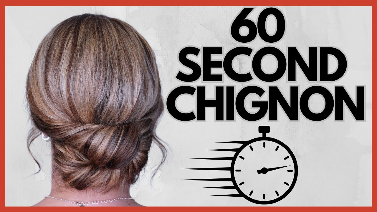 60 Second chignon bun hairstyle for medium hair