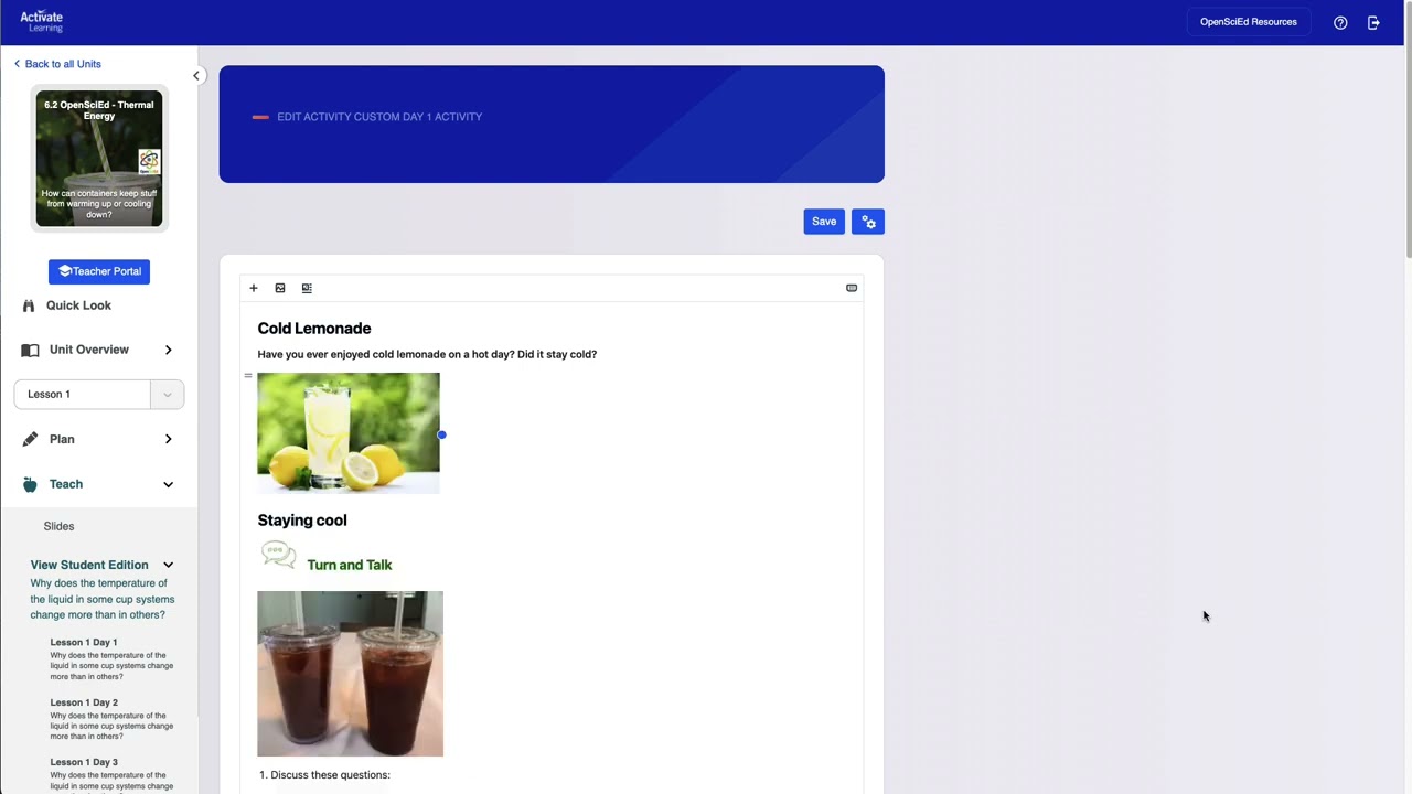 Activity Customization - Activate Learning Digital Platform