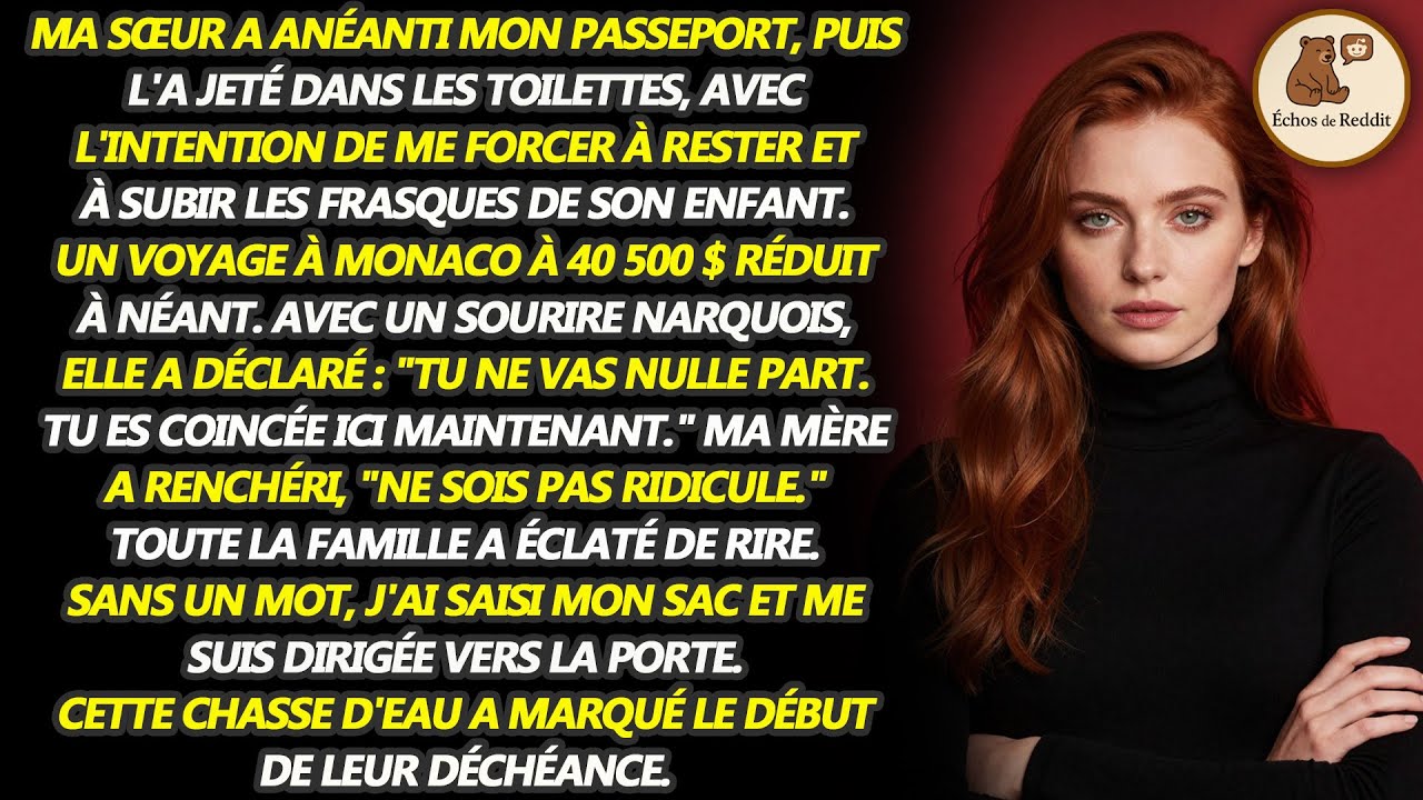 Ma sœur a déchiré mon passeport et l'a jeté dans les toilettes pour que je reste, ruinant mon voyage