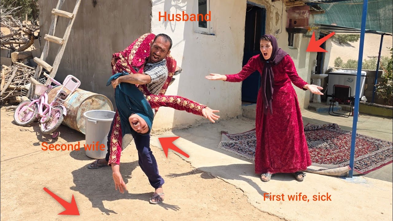 The husband's support for the first, sick lady against the second lady who intends to destroy him...