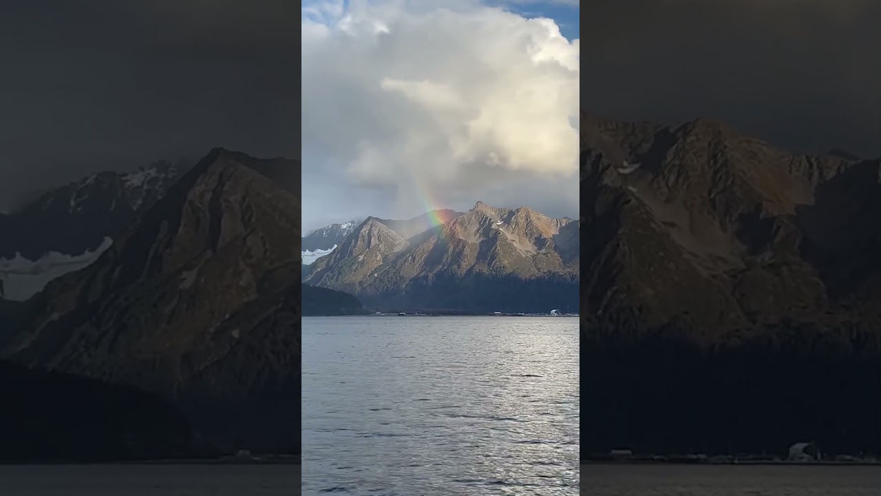 Gorgeous Sunset Rainbow over Alaska Mountains and Glaciers #rainbow #sunset #mountains #nature