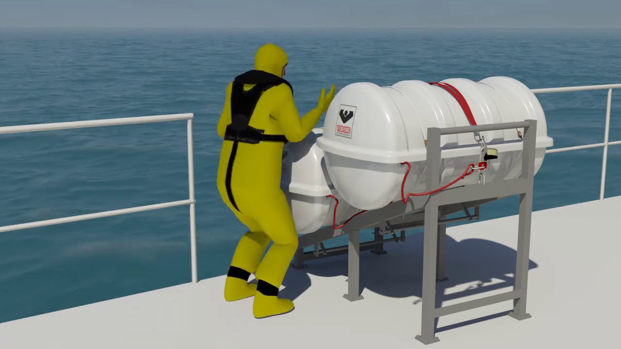 VIKING Throw overboard liferaft – DK liferaft – V1, 라이프래프트 사용방법, 구명뗏목 사용방법, 투척식 구명뗏목 사용법