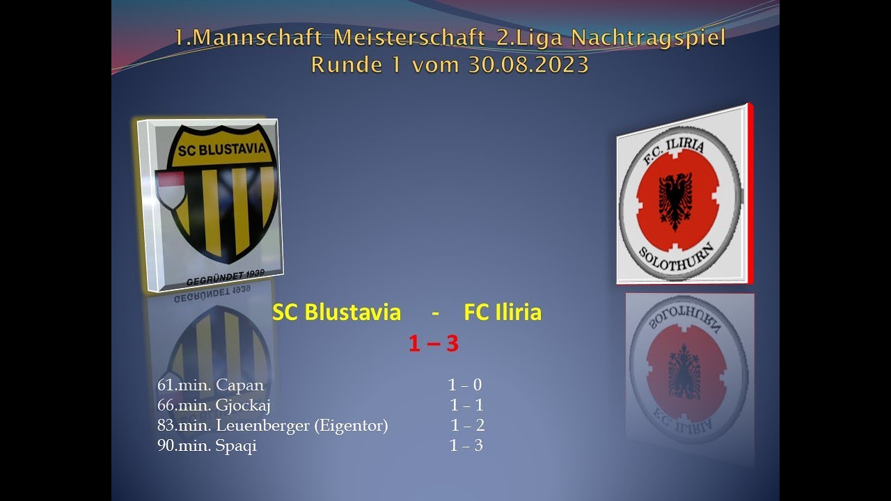 1.Mannschaft Meisterschaft 2.Liga SC Blustavia - FC Iliria Solothurn