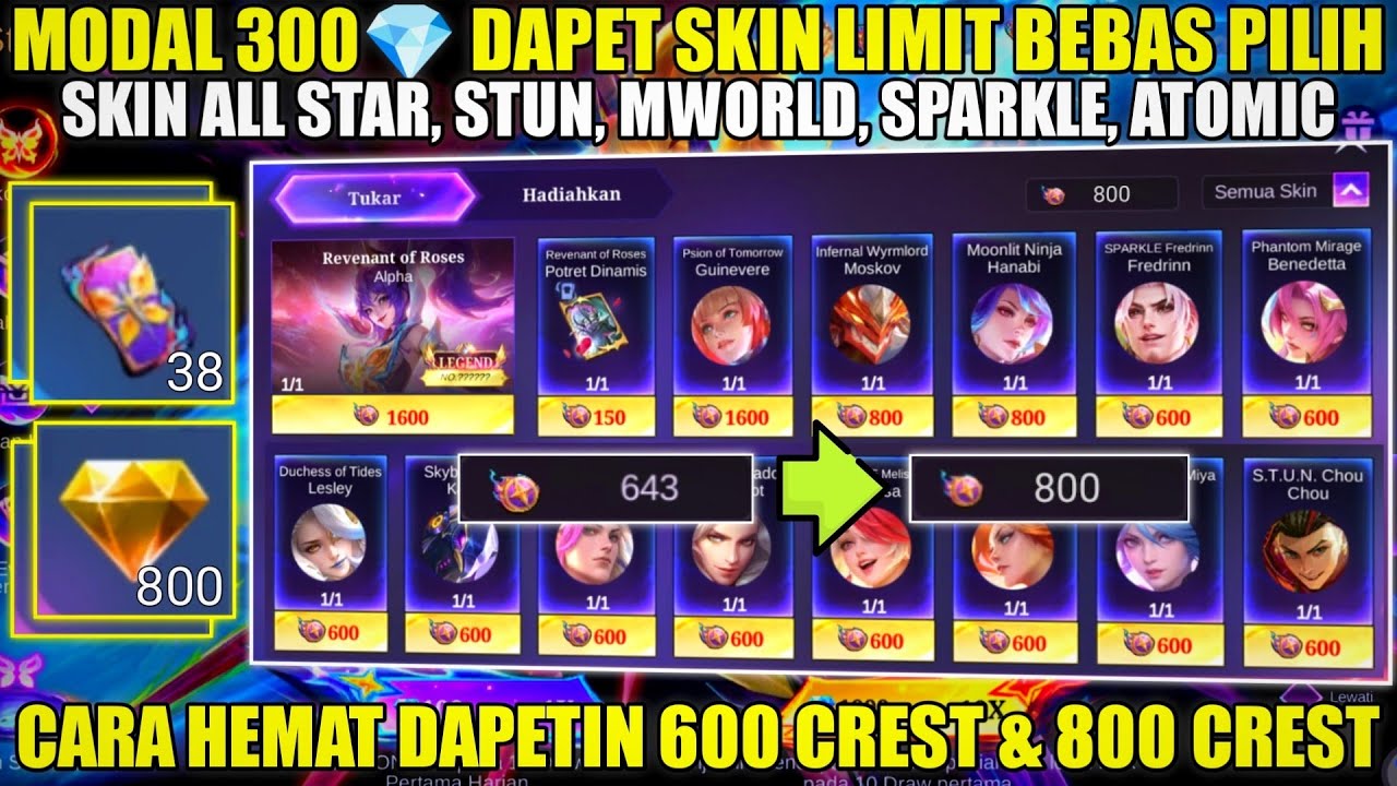 MODE HEMAT!! CUMA 300💎 DAPET SKIN ALL STAR STUN MWORLD BEBAS PILIH | DRAW EVENT LEGEND FANNY MLBB