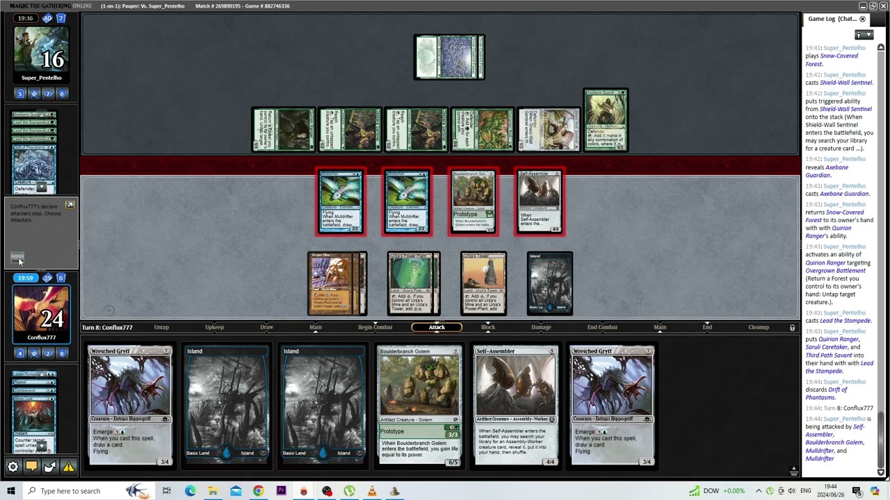 MTG Pauper Gameplay - Mono Blue Tron vs Walls Combo