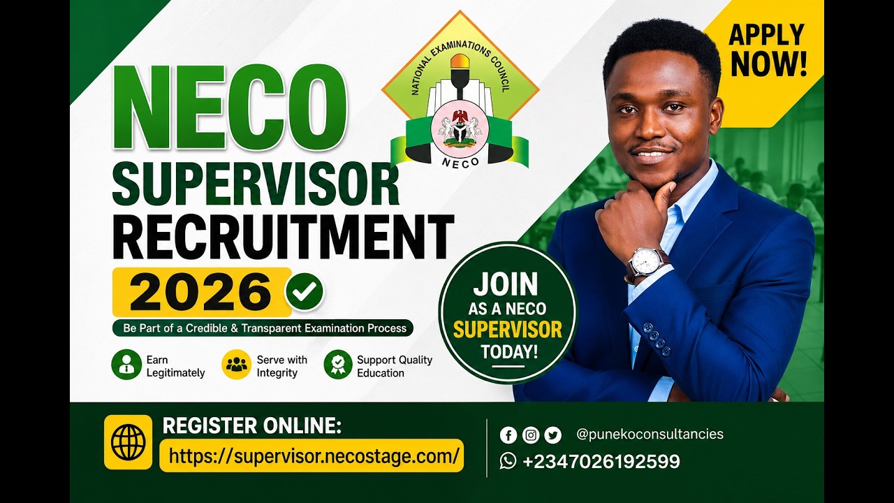 NECO Supervisor Recruitment 2026 Portal Open | How to Apply Step-by-Step  @EmperorWilliamsPuneko