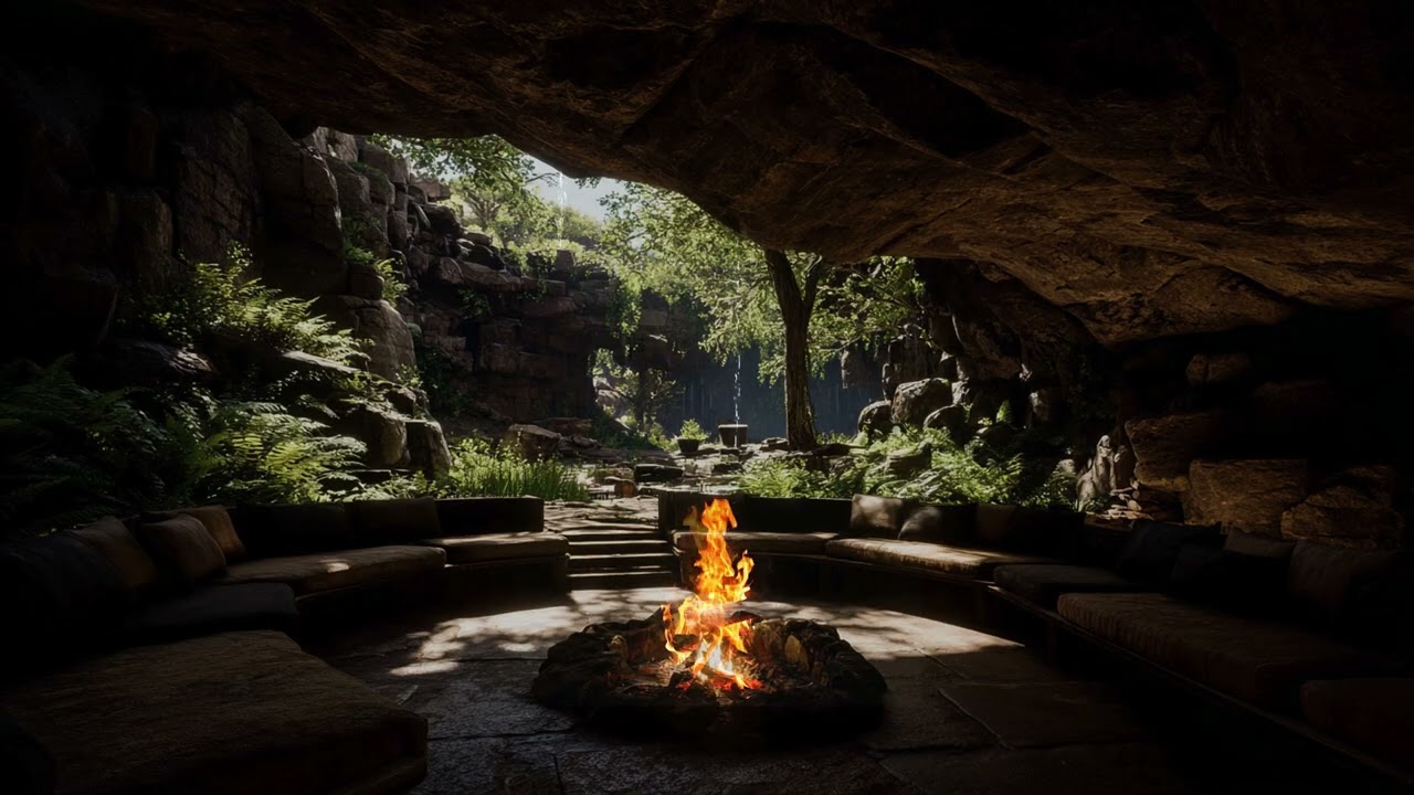 Dark Midnight Thunderstorm in a Hidden Jungle Cave | Heavy Rain and Deep Echoing Thunder