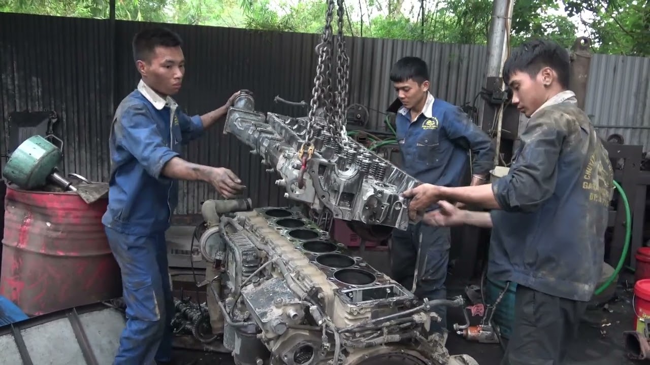 ĐỘNG CƠ D6CB BỊ NƯỚC VÀO NHỚT NGUYÊN NHÂN VÀ SỬA CHỮA PHẦN1, GARA PHƯƠNG QUANG