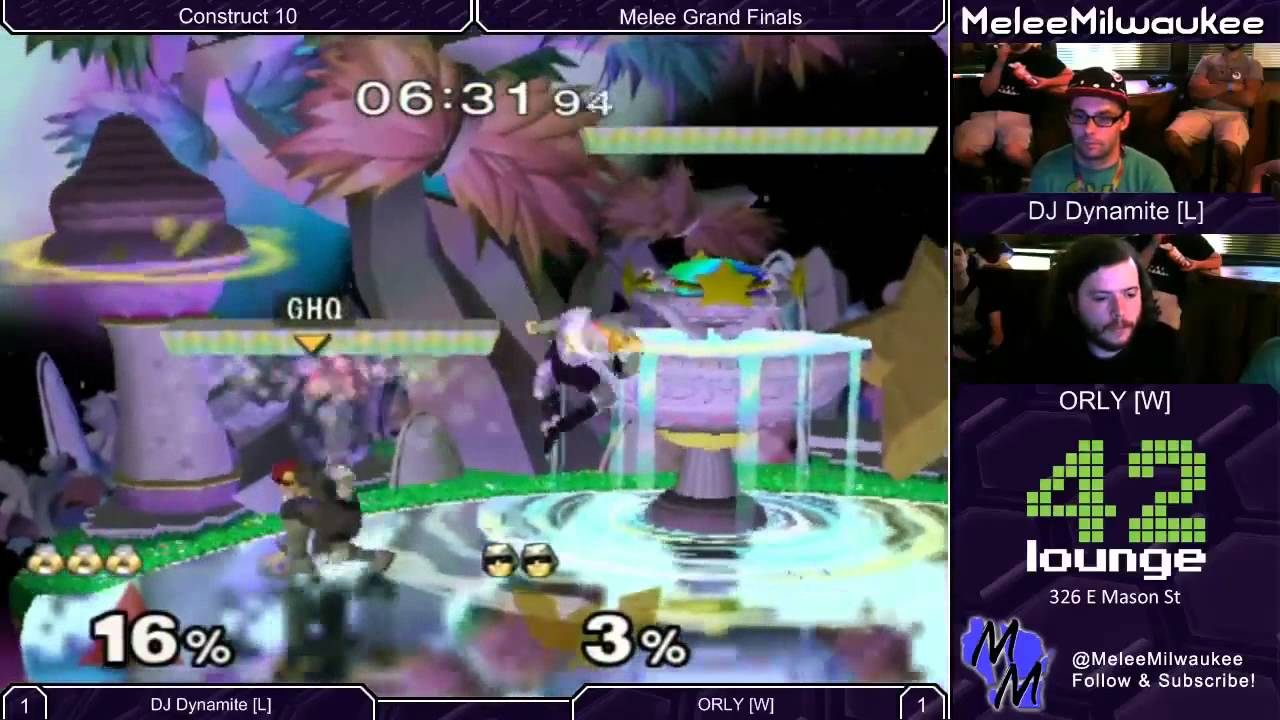 Construct 10 - DJ Dynamite (Sheik) vs ORLY (C.Falcon) - Melee Grand Finals