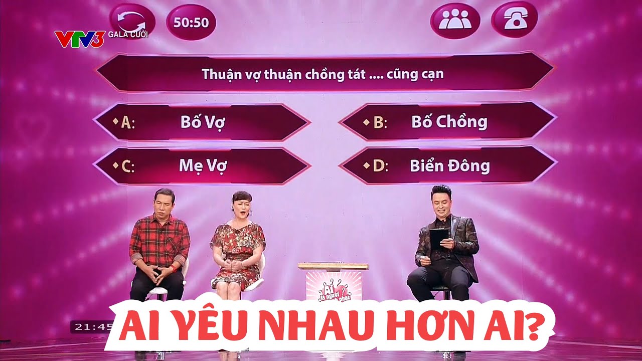 Vợ hay chồng ai yêu nhau hơn? | Gala Cười | Quang Thắng, Vân Dung, Chí Huy | Phim hài hay