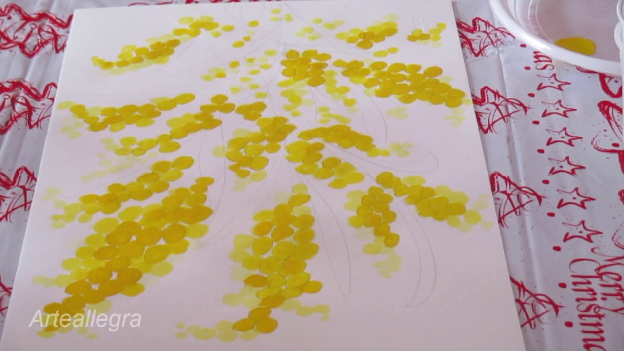DIVERSI MODI DI DISEGNARE E DIPINGERE LA MIMOSA : colore acrilico