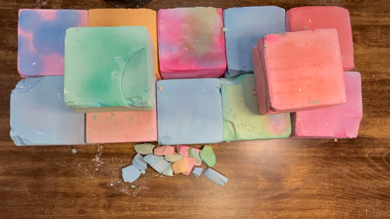 Dyed Gym Chalk Crush ASMR | 12 Blocks PNP • ASMR Crushes