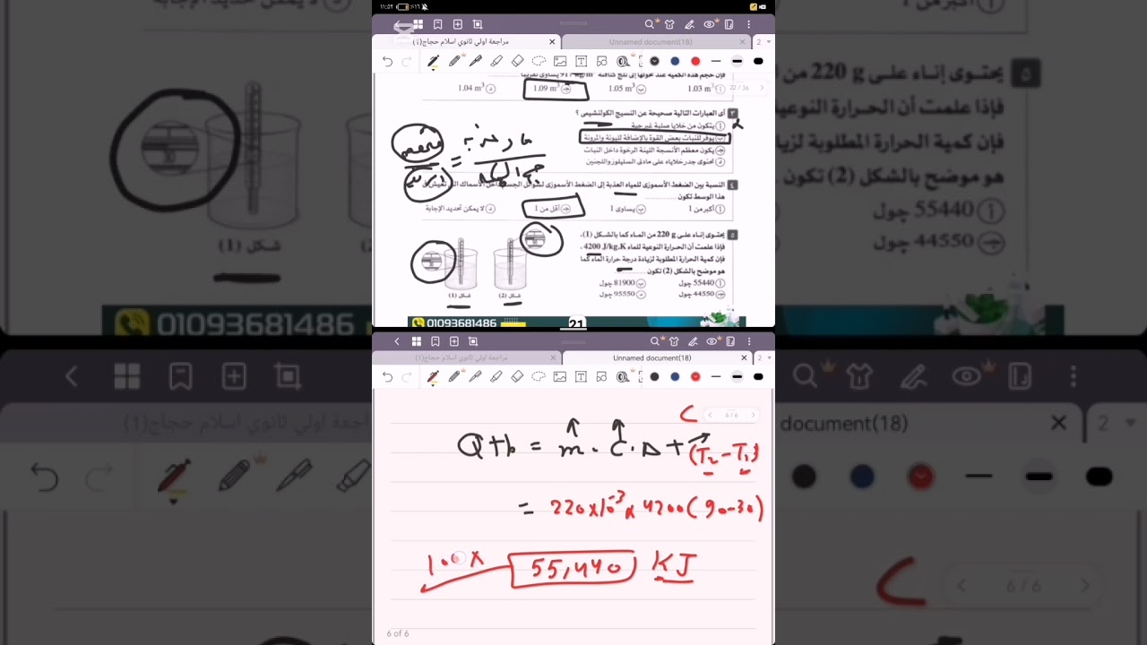ليلة الامتحان أولي ثانوي علوم متكاملة كفرالزيات 