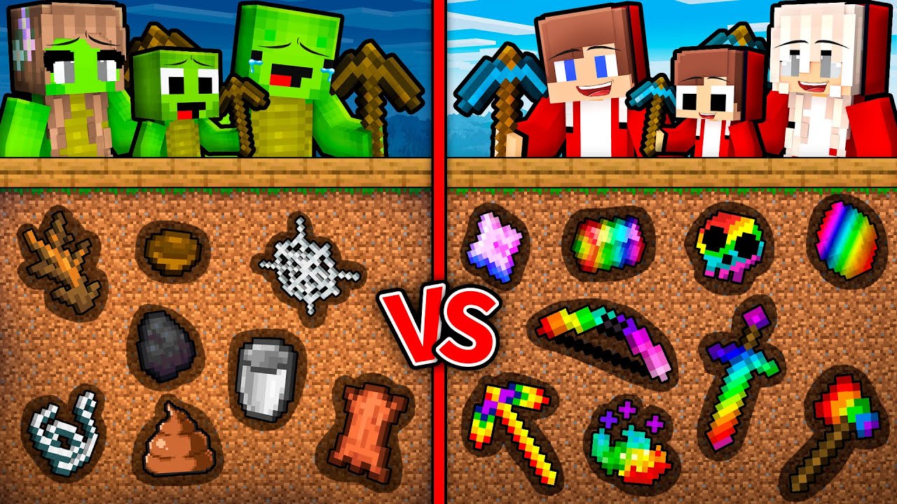 JJ и Mikey: Битва за семейную шахту «БЕДНЫЕ против БОГАТЫХ» в Minecraft! (Maizen)
