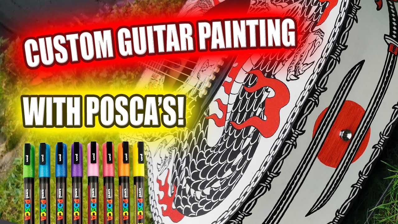 Custom guitar painting with POSCA PAINT PENS!