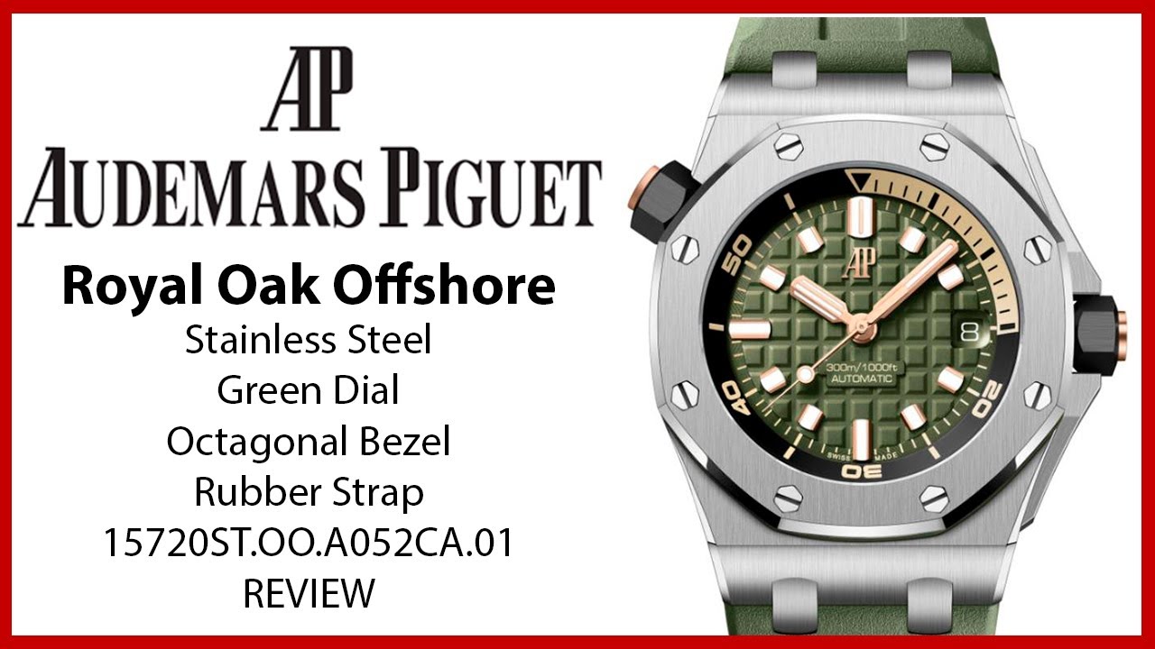 ▶ Audemars Piguet Royal Oak Offshore Steel Green Dial Rubber Strap 15720ST.OO.A052CA.01 - ОБЗОР