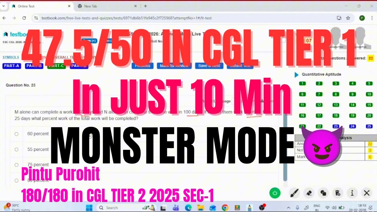 Lightning Speed ⚡ 47.5/50 in 10 Min | CGL Tier-1 Quant | Testbook |SSC CGL | AptiMaths
