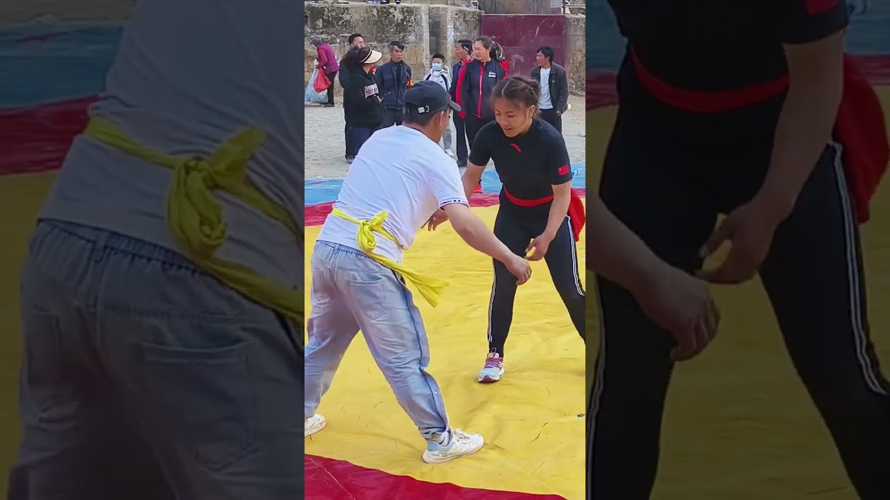 Intense Mixed Wrestling Kushti: Beautiful Wrestler Defeats Big Brother! 💪👩🆚👨 #MixedWrestling