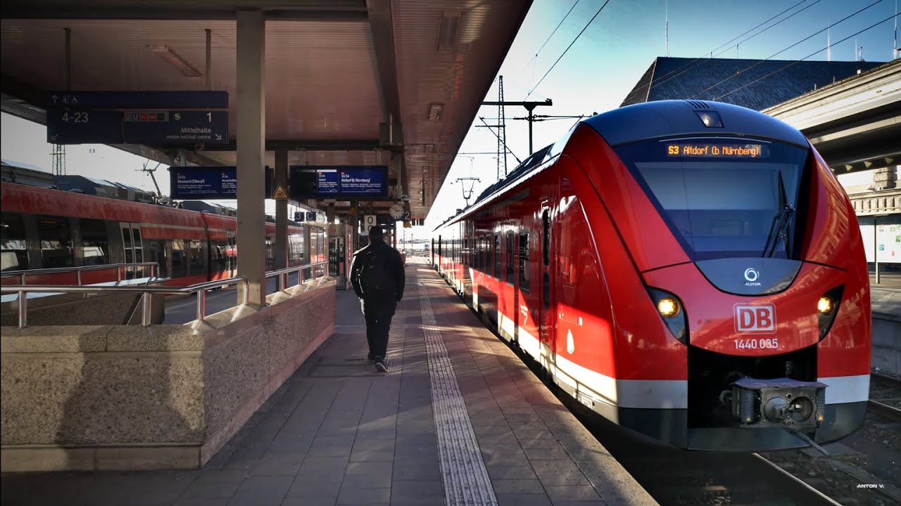 Germany, Nürnberg, S-Bahn train ride from Hauptbahnhof to Gleißhammer