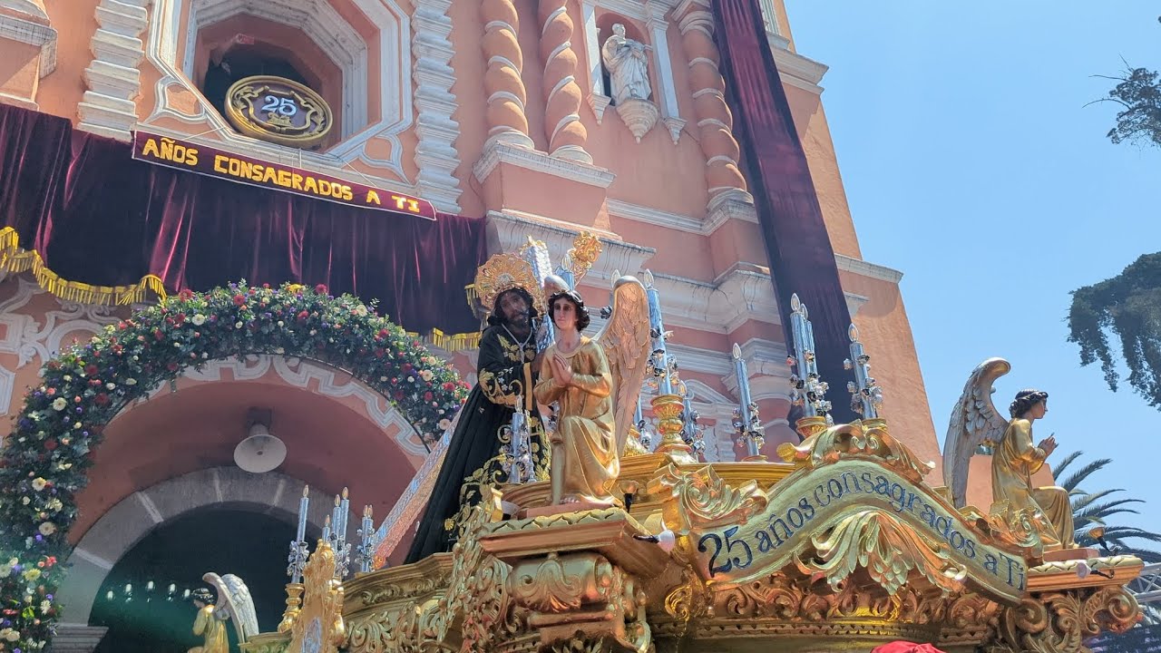Salida de Jesús nazareno el Dulce Rabí , procesión por 25 años de consagración, jocotenango 