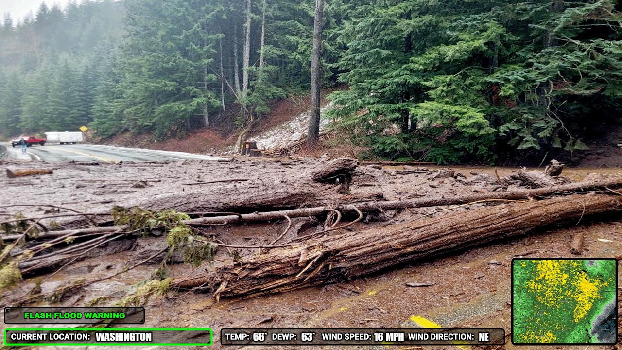 LIVE STORM CHASERS - Washington Atmospheric River - LEVEE FAILURE FLASH FLOOD WARNING