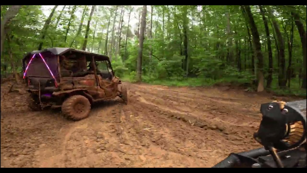 Muddy Trail Riding at Durhamtown _ Honda Pioneer & Suzuki King Quad #redclayriders #offroad