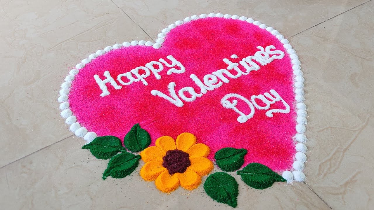 Happy Valentine's Day 💕 Valentine's Day Rangoli | Valentine's Day Special Rangoli 