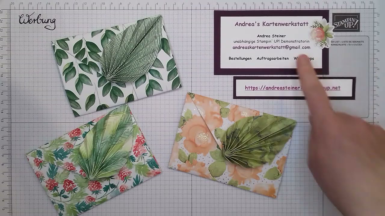 Origami Umschlag mit Innenkarte - besondere Kartenform - PP Kunstvoll koloriert -Stampin' Up!®