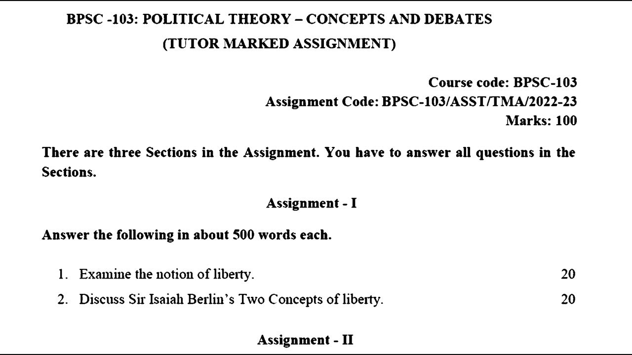 BPSC 103 IGNOU SOLVED ASSIGNMENT 2022 2023 | ENGLISH POLITICAL THEORY &ndash; CONCEPTS AND DEBATES