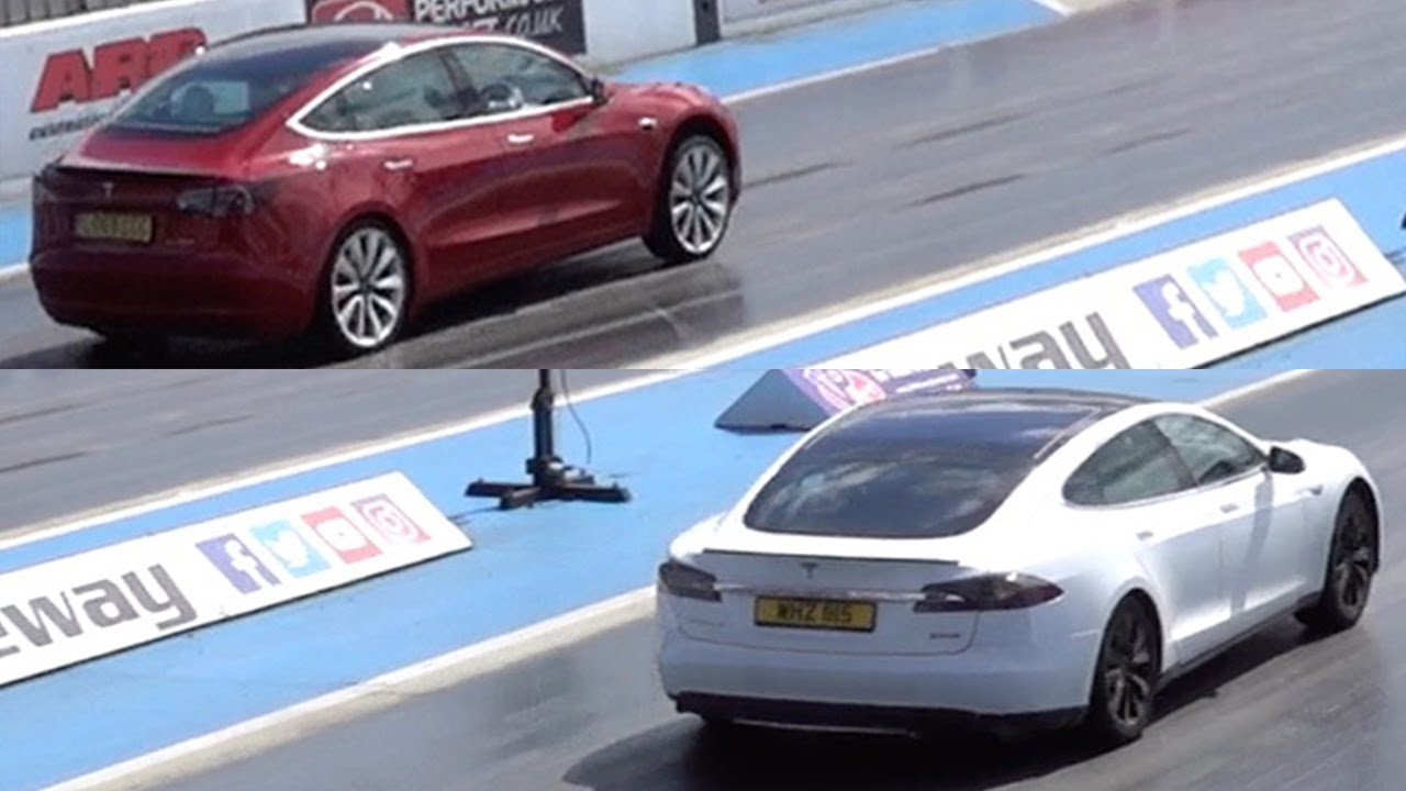 TESLA DRAG RACE - MODEL S 90D v MODEL 3 PERFORMANCE