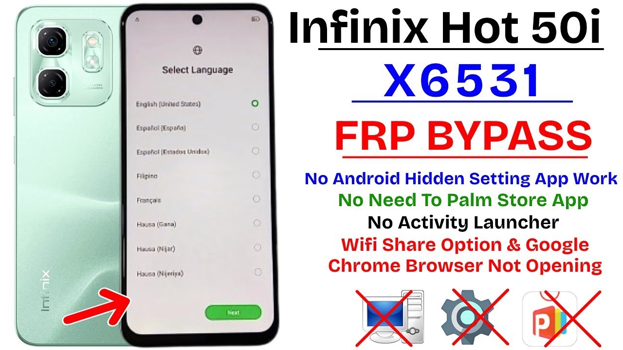 Infinix Hot 50i Frp Bypass Android 14 | Infinix X6531 Google Account Bypass Without Pc New Method