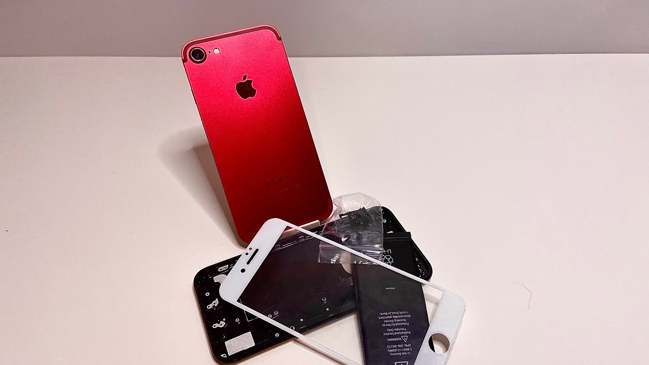 Red iPhone 7 with square edges (like 12 series)