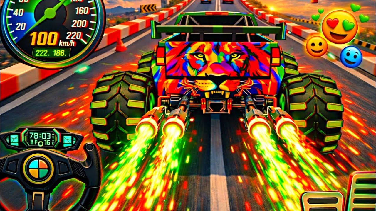 Mega Ramp Monster Car Racing 3D - Extreme Car Stunts Android Gamepla #viral #monstertruck part 6 🏎️🔥