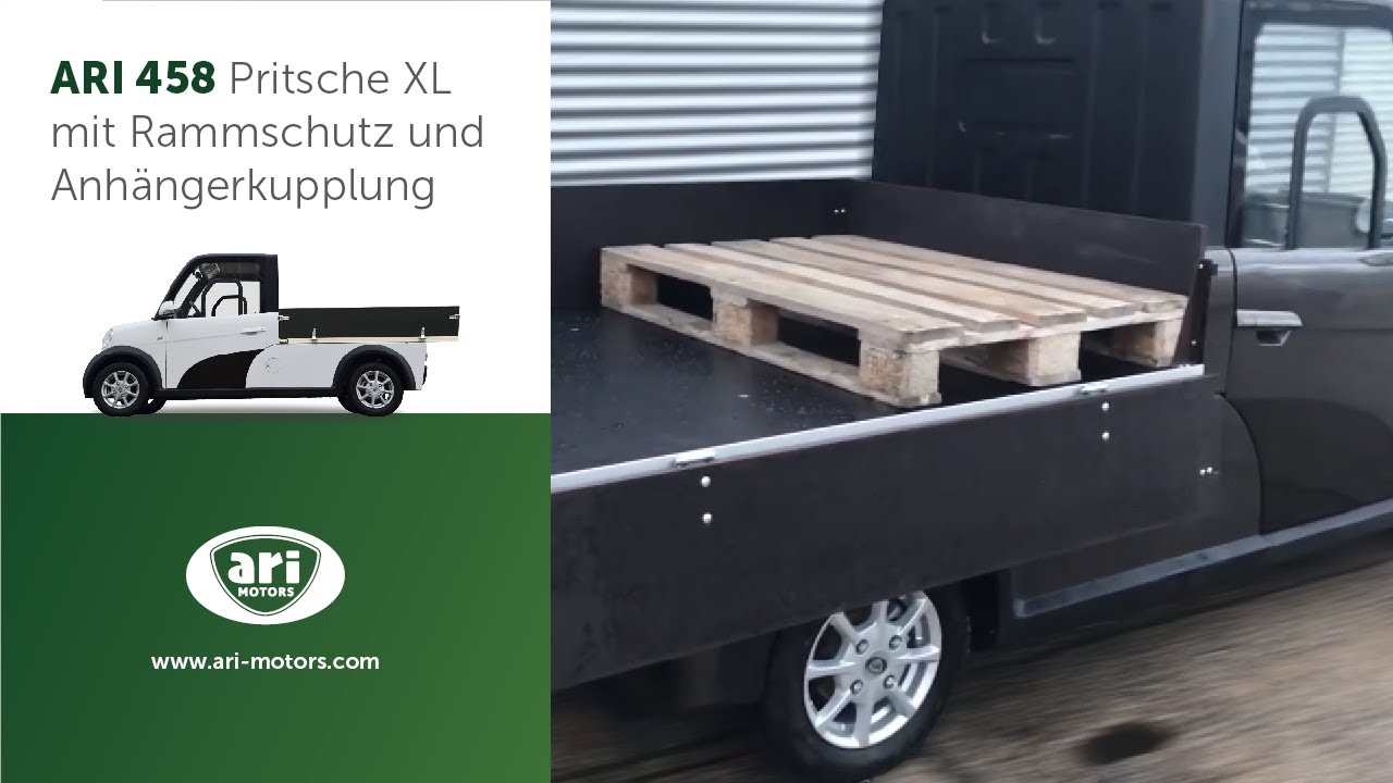Elektrotransporter ARI 458 Pritsche XL (164cm) - mit Rammschutz und Anh&auml;ngerkupplung