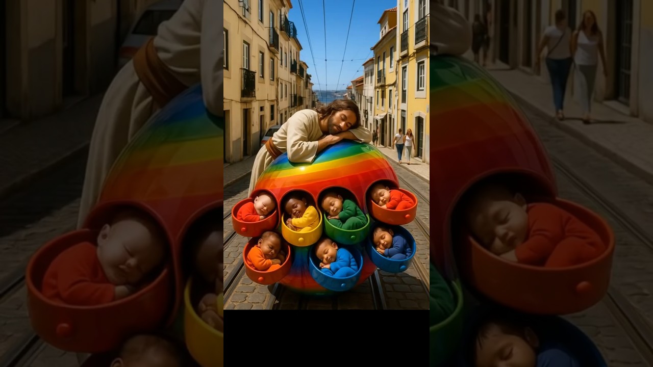 ✨ Jesus Blessings 🌈👶🥚✨ The Rainbow Babies Run in Elevador da Bica in Lisbon 🏃&zwj;♀️✨💕💖💤#jesus #shorts