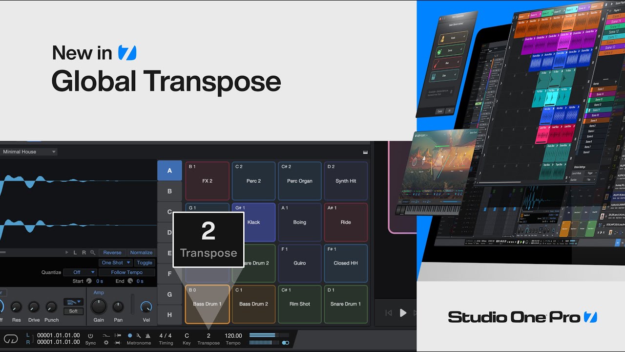 Глобальное транспонирование | Новое в Studio One Pro 7 | PreSonus