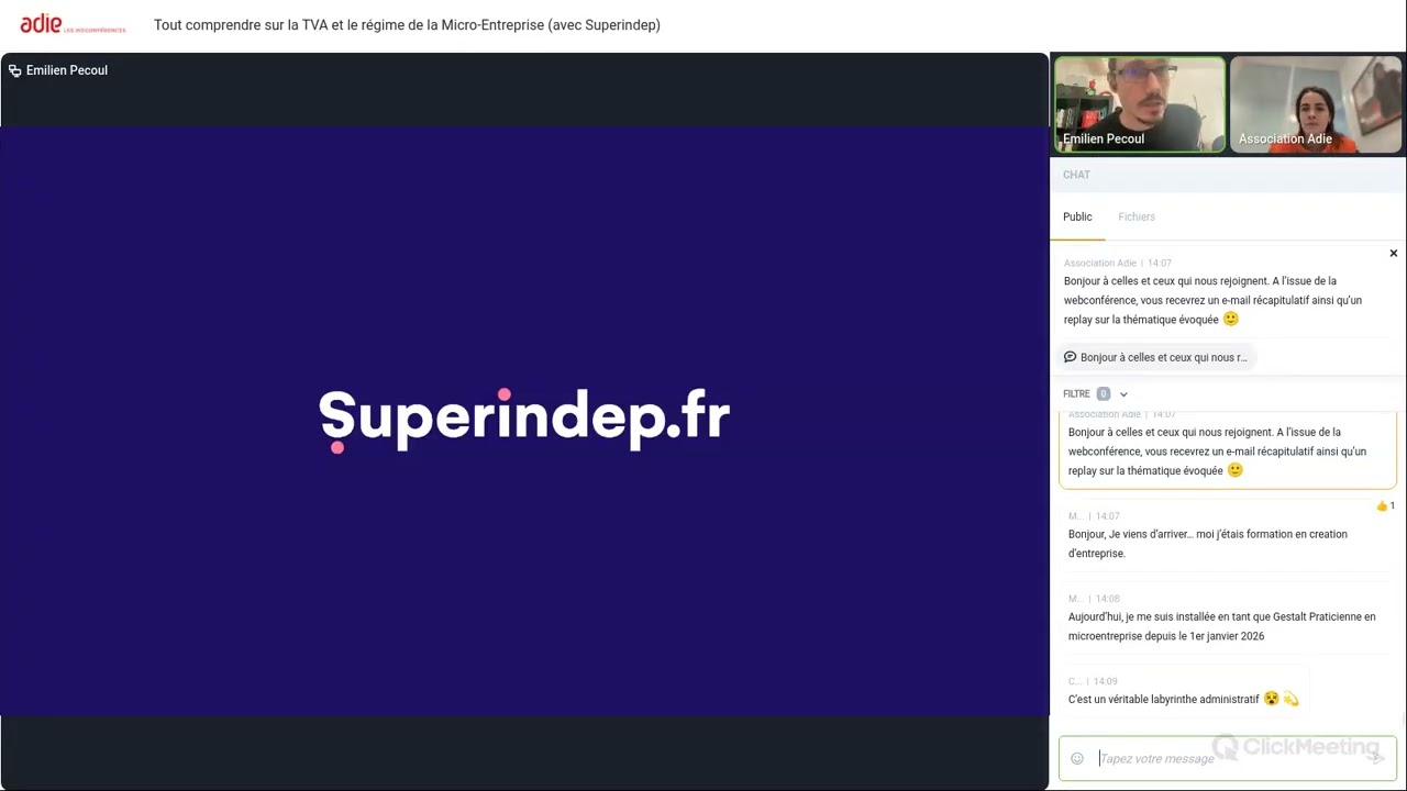 Webconférence : Tout comprendre sur la TVA et le régime de la Micro Entreprise (avec Superindep)