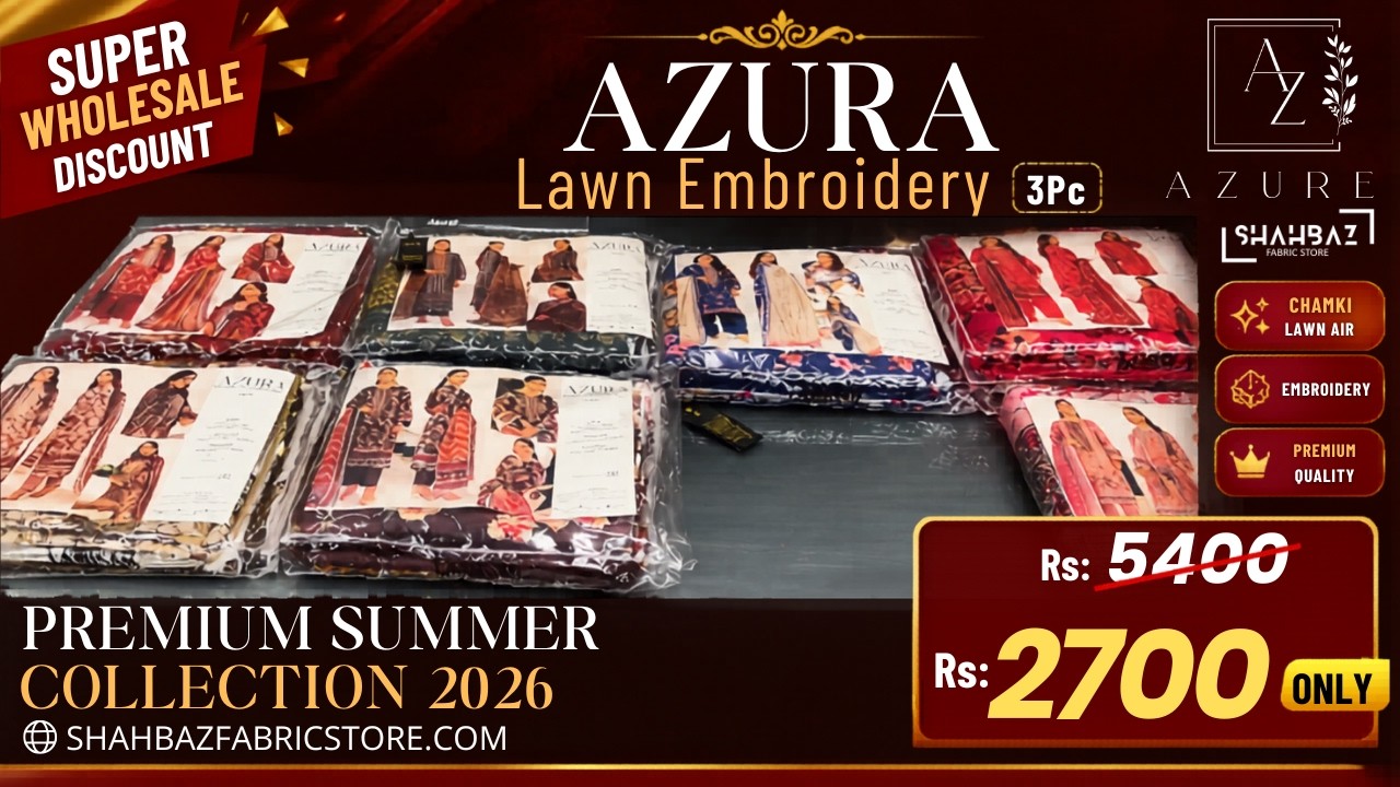 AZURA Lawn Embroidery Vol 1 2026 | Chamki Lawn AirGet Stock | Primeum Summer Collection Opening | 