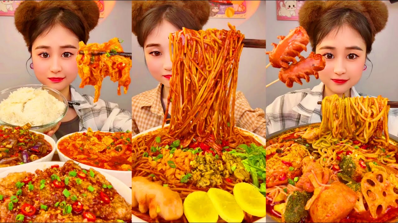 Mukbang Chinese Street Food Big Bite ASMR 중국먹방 🔥 🥵 중국가족먹방!