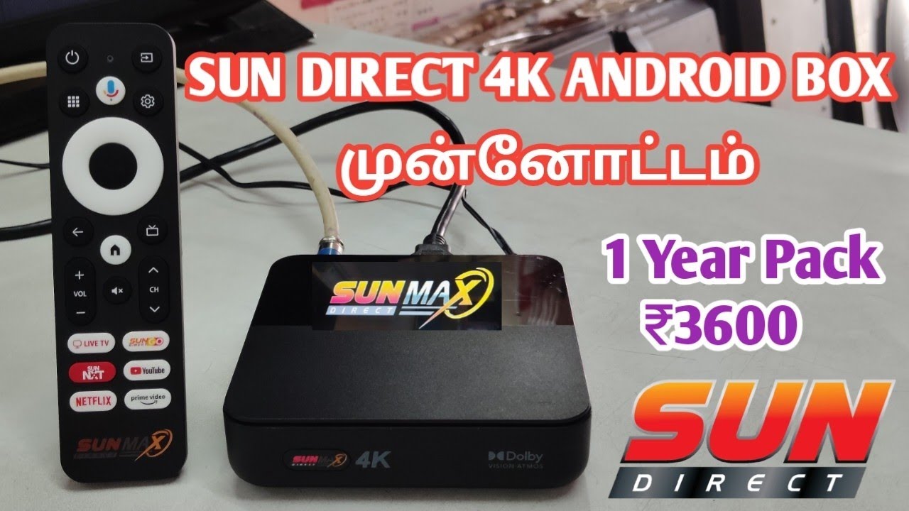 Sun Direct Max 4k Android box specification & unboxing
