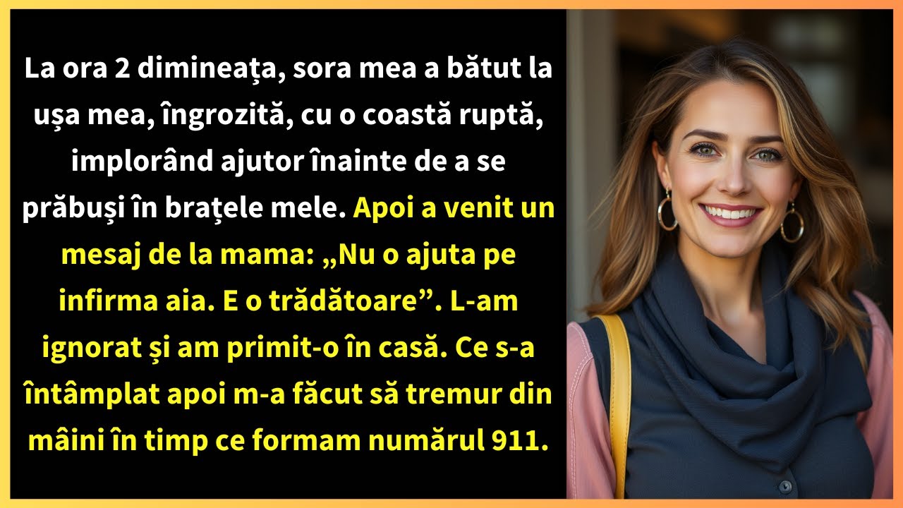 La ora 2 dimineața, sora mea a bătut la ușa mea, îngrozită, cu o coastă ruptă,