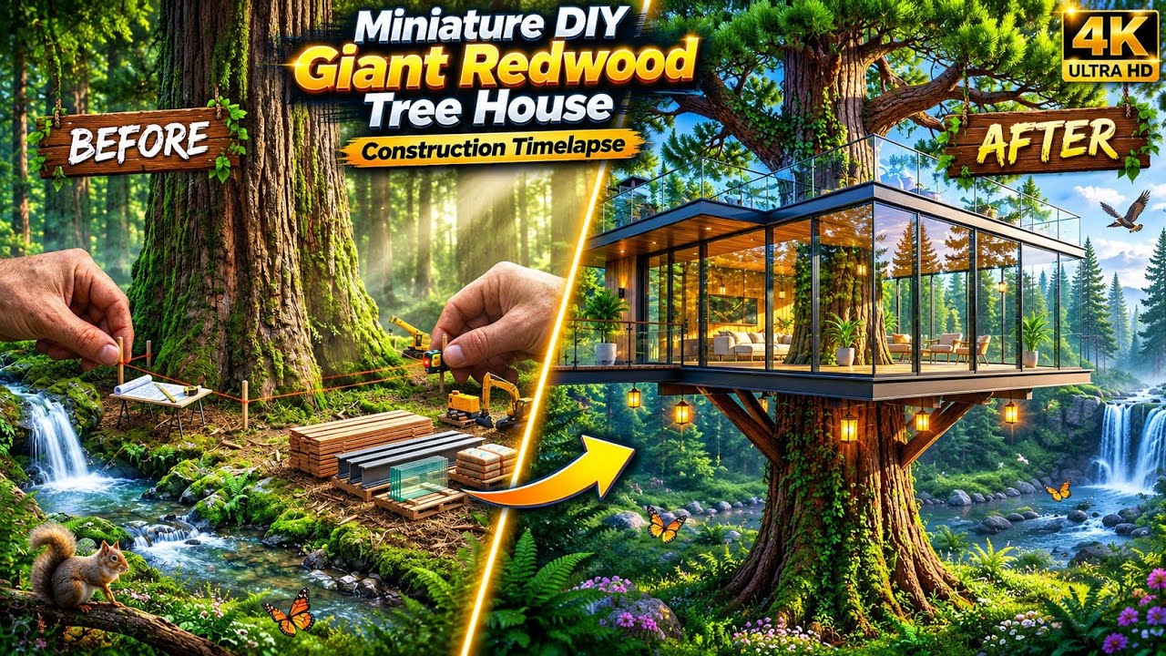 Miniature DIY Giant Redwood Tree House | Hyper Realistic Construction Timelapse